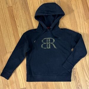 Navy Hooded Pullover Sweatshirt with Banana Republic Logo, size XS